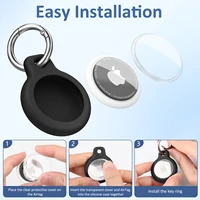 Étui Airtags Apple avec porte-clés, support de traqueur, coque de protection en Silicone souple, anti-rayures, manchon étanche, collier pour chien et chat 2