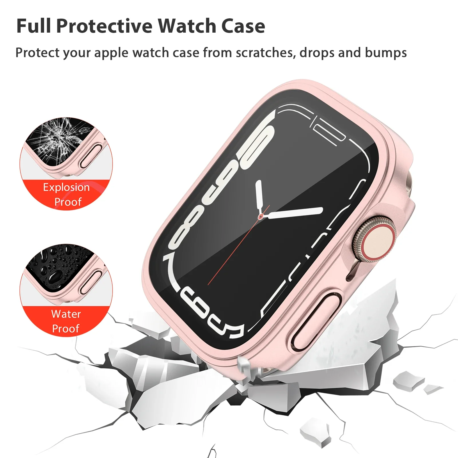 Apple Watch Series 용 강화 유리 시계 케이스 7 8 2 3 4 5 6 iWatch 40mm 41mm 44mm 45mm 쉘용 커버 화면 보호 필름