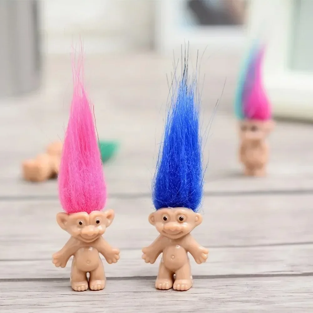 5Pcs Mini Troll Dolls Anime Action Figure Colorful Hair Family Members Models Collection Kids Toys for Children Gift Nostalgic - Bilde 3