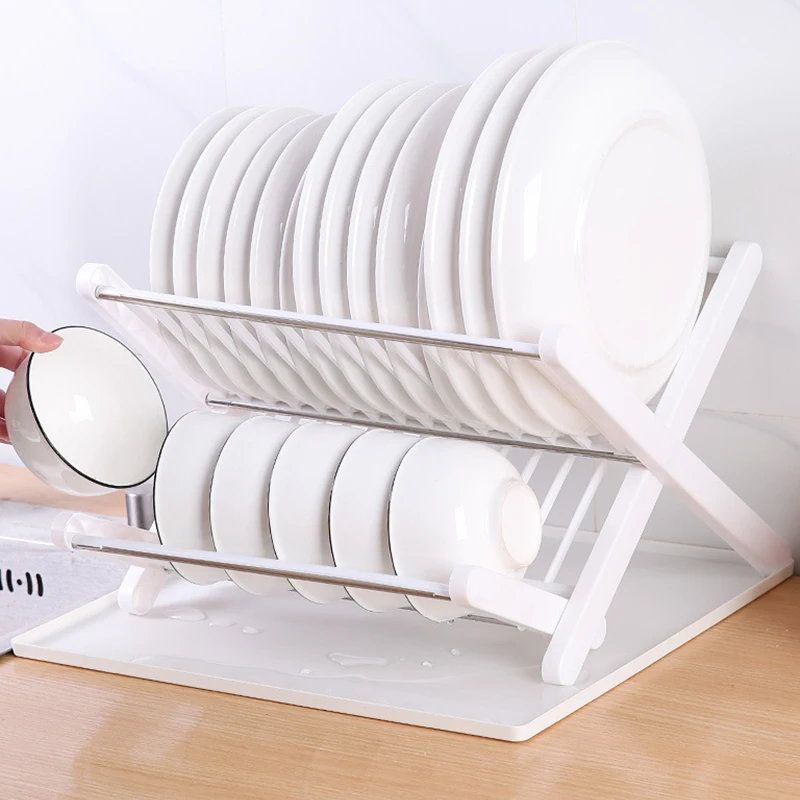 Small X-shaped Kitchen Dish Storage Rack, Desktop Two-tier Plate