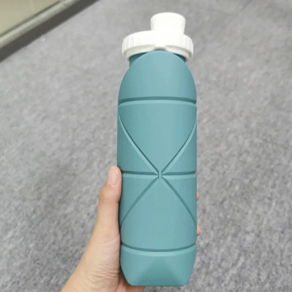 접이식 스포츠 실리콘 물병, 야외 휴대용 물병, 파손 방지 컵, 빨대 포함