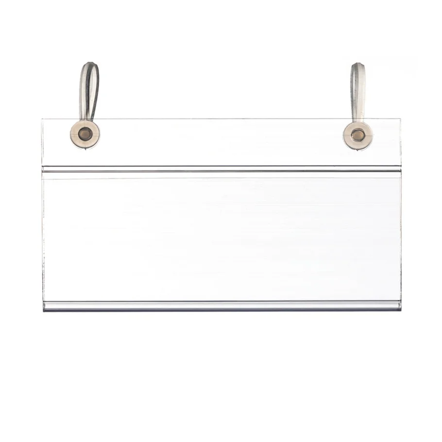 Support d'affichage en plastique PVC, étiquette de carte de signe de prix, boucles de promotion, accrocher à la maille, étagère de panier T1, gauche, 1 paquet