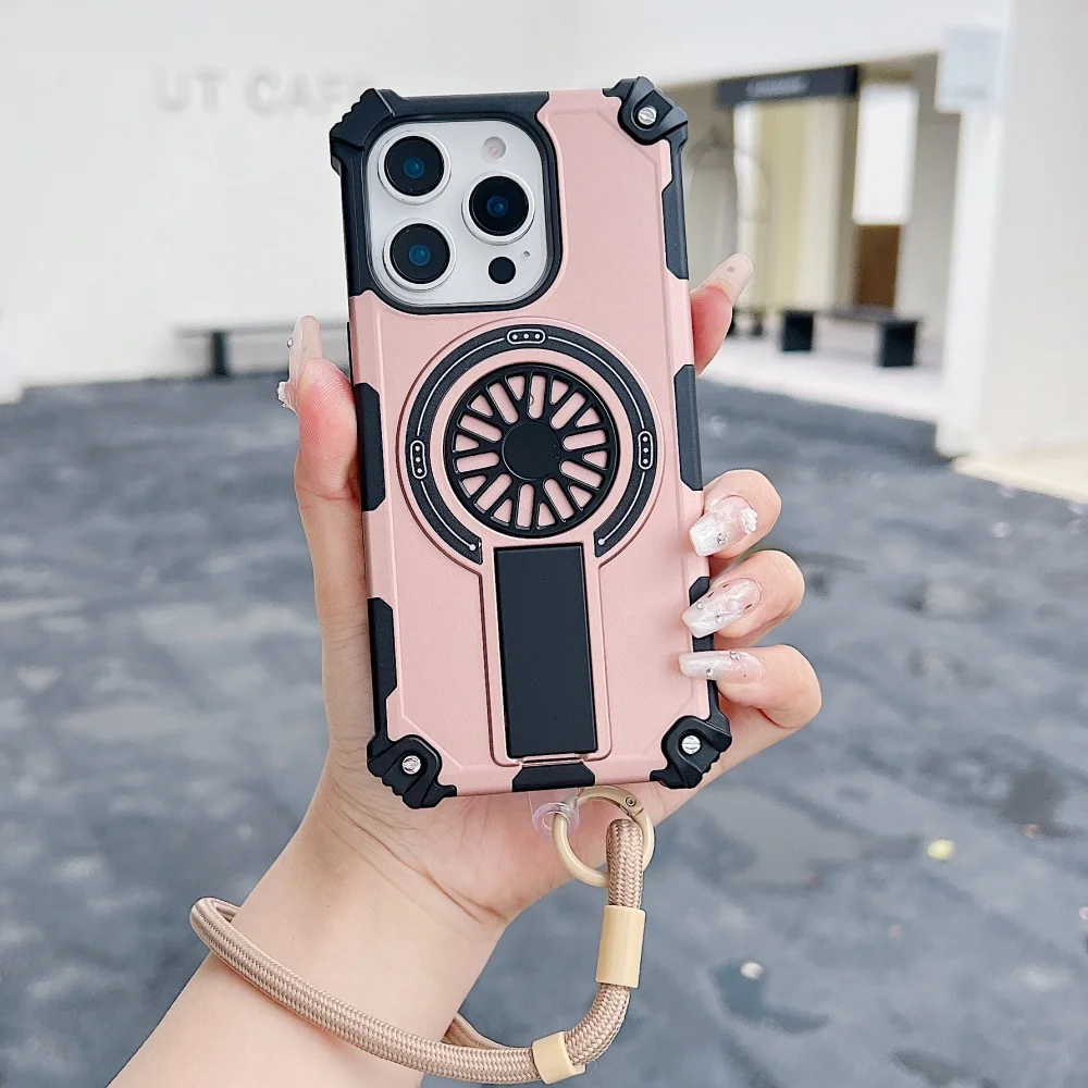 Rugged Magnetic Shockproof Case with Foldable Stand and Wrist Strap