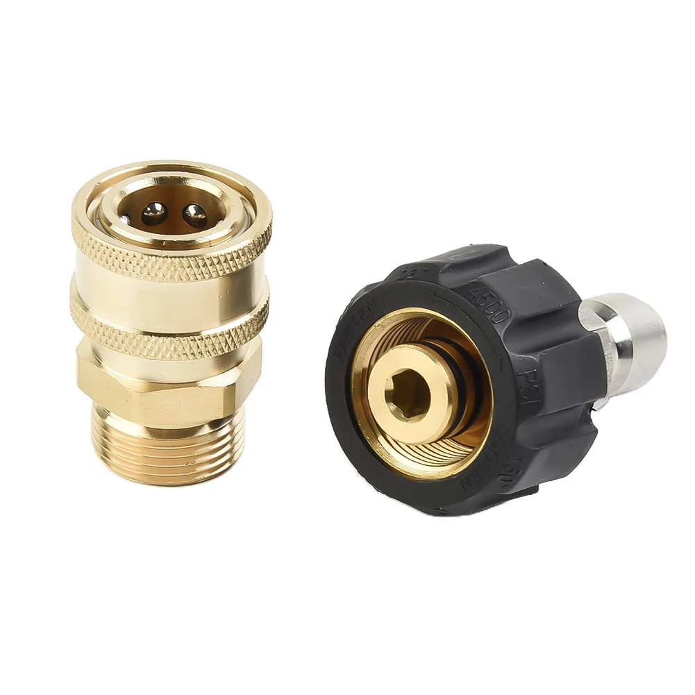 

2pcs/Set Pressure Washer Adapters M22-14 Mm Swivel To 3/8 Inch Quick Connector 5000 Psi Working Pressure Washer Hose Adapter