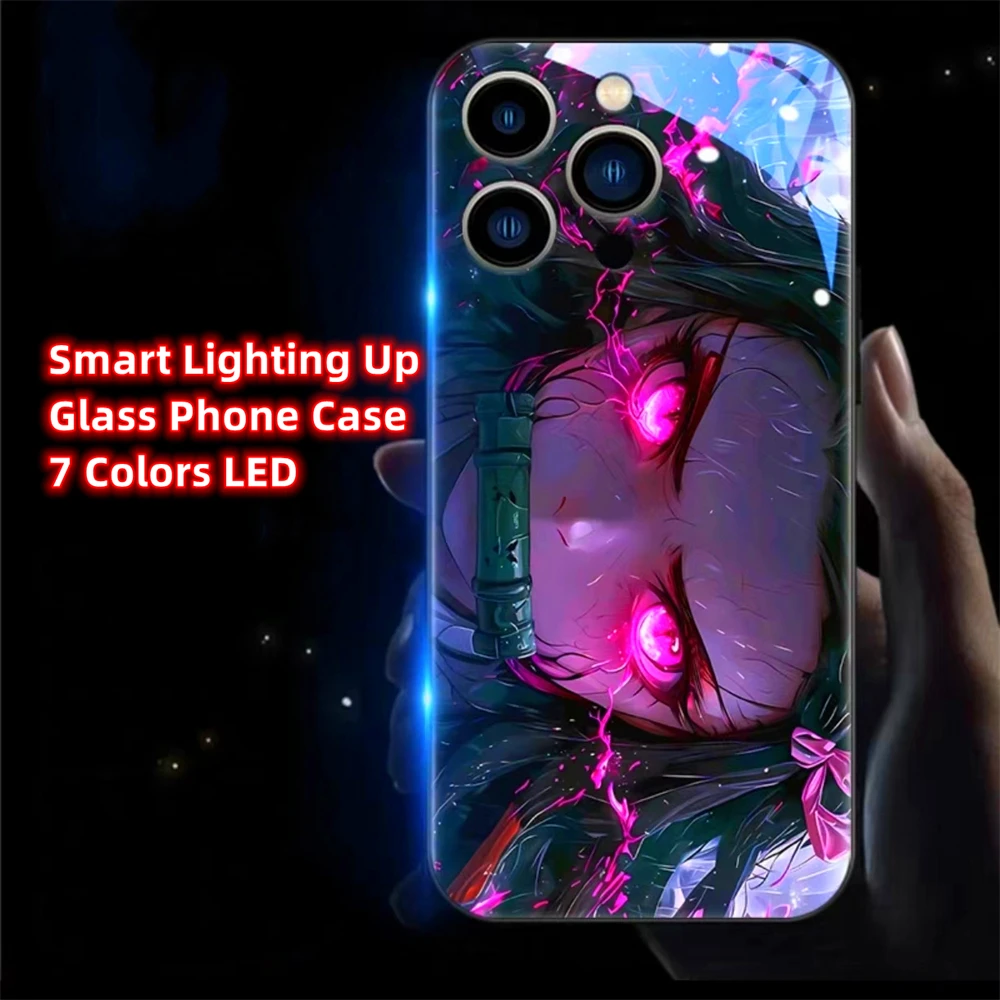 

2024 Japanese Popular Anime Role Smart LED Light Up Glass Phone Case For Huawei P60 P50 P40 P30 Pro Plus Mate 60 50 50E 40 30 20