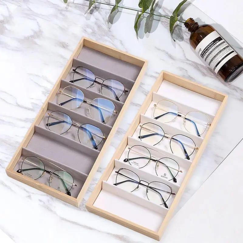 

Sunglasses Tray For Drawer Organizer Glasses Display Case Stand Holder 6 Grids Wooden Eyeglass Organizer Stackable Box