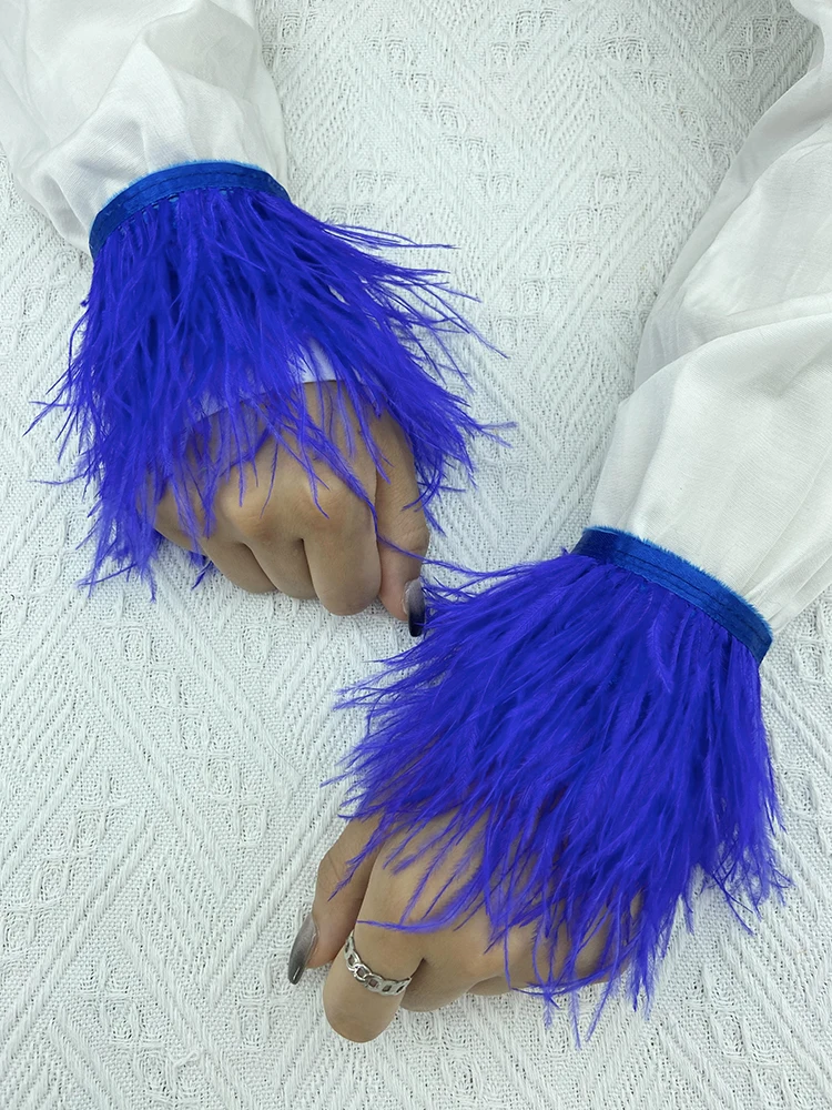 여성용 타조 깃털 커프스, 진짜 모피 5cm 슬랩 팔찌 커프스 셔츠 코트, 섹시한 깃털 손목 밴드 팔찌 장갑 액세서리, 1 개