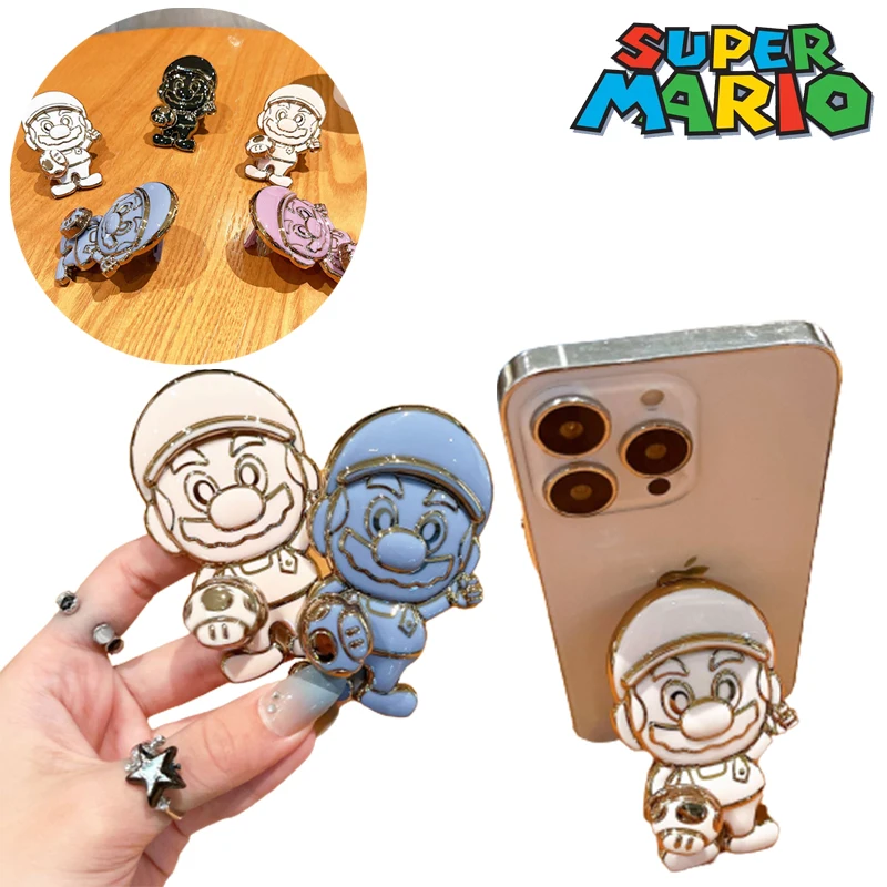 Super Mario Bros Phone Finger Ring Holder Anime Universal Phone Stand Fibbia Pieghevole Per Iphone Huawei Samsung Phone Mount Gift