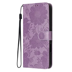 3D Sunflower Leather Flip Phone Case with Enhanced Protection for POCO C85 (171mm) (PURPLE)