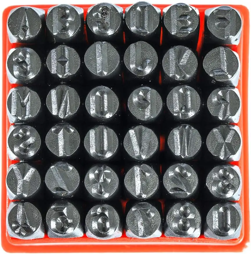 Steel Lettering Set Number and English Printing Yool Metal Stamp for Plastic, Wood, Leather, Mold, 36 Pcs