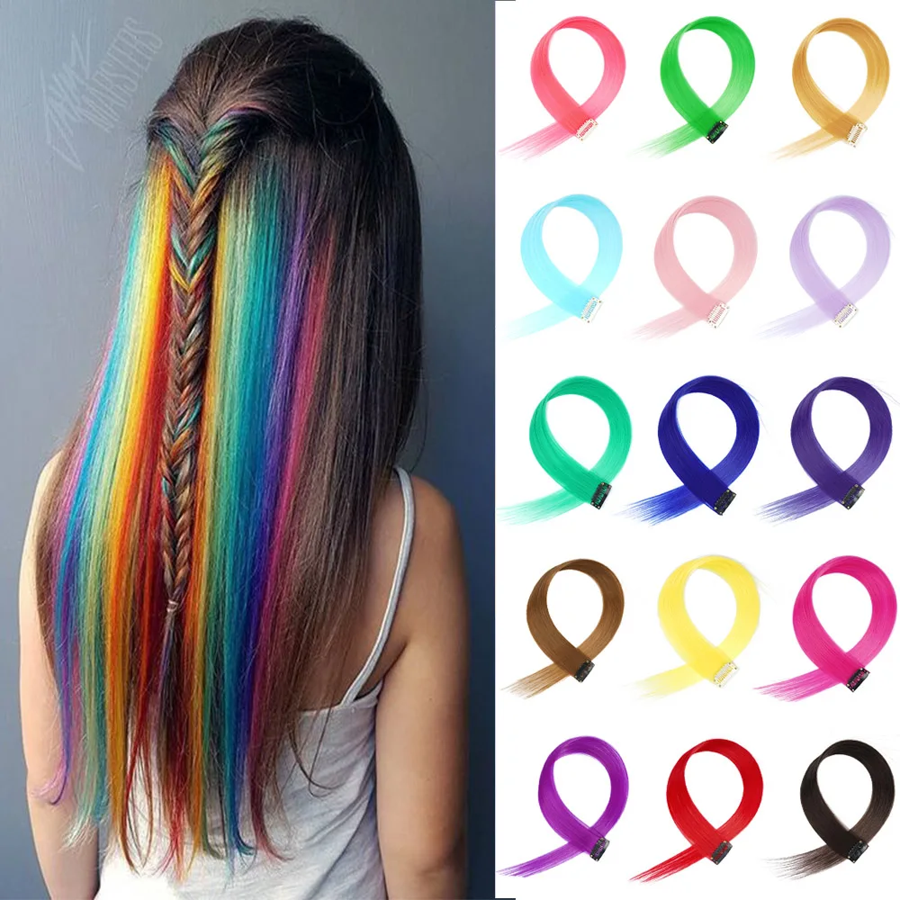 Beyond Strands 57 Colored Long Straight Ombre Synthetic Hair Extensions Pure Clip In One Piece Strips 20