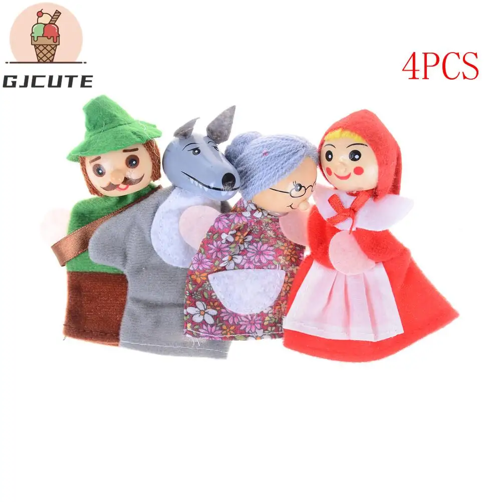 4PCS/Set Storytelling Doll Fairy Tale Little Red Riding Hood Finger Puppets Kids Children Baby Educational Toys