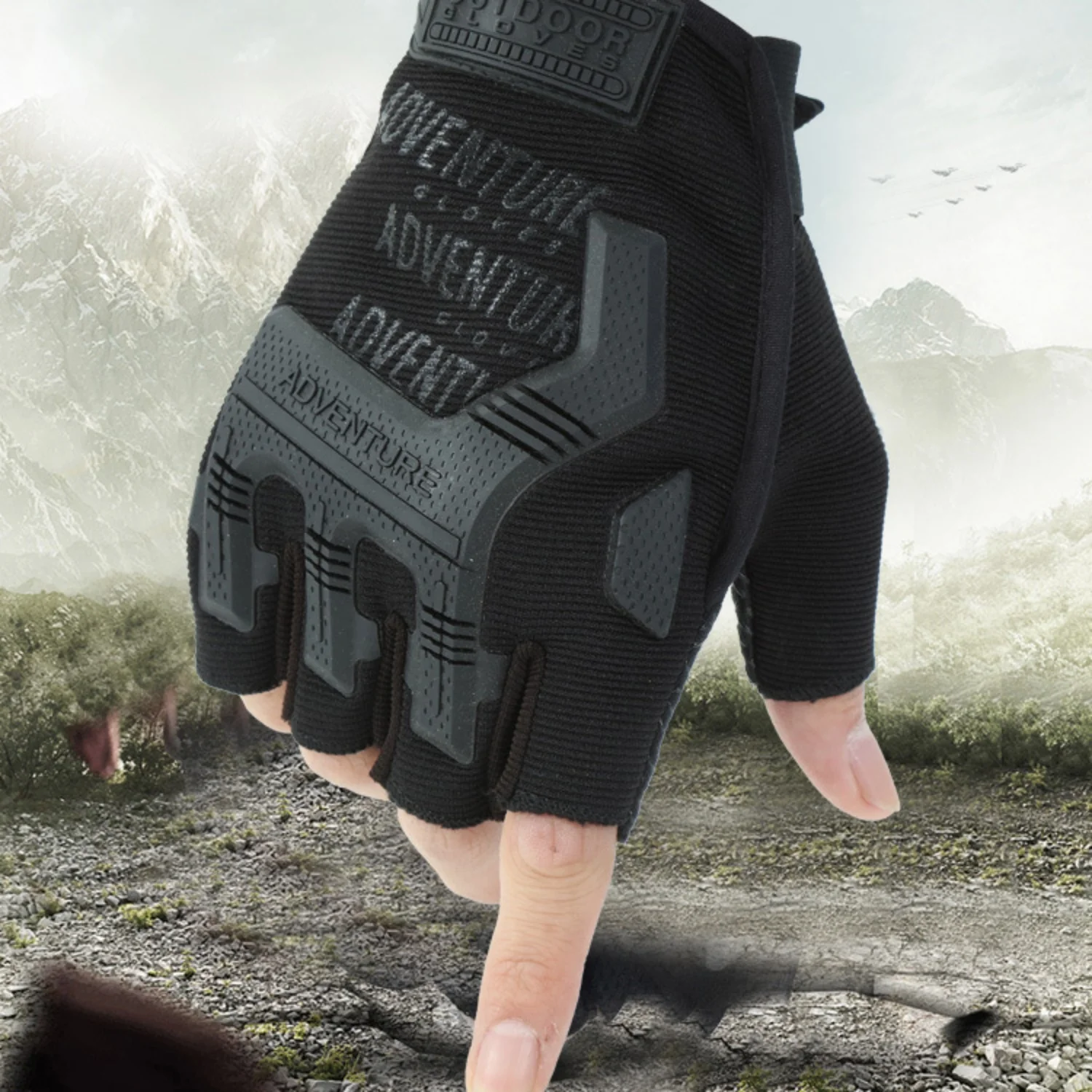 Gants tactiques demi-doigts anti-dérapants respirants vélo chasse pêche printemps été