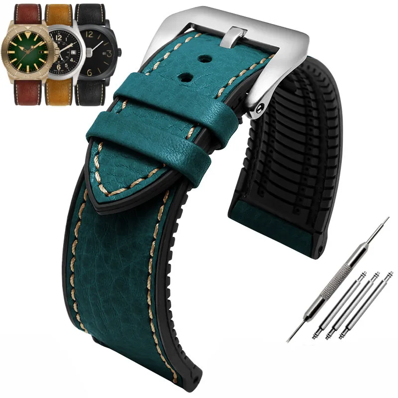 thumbnail image 1 of Correa de reloj de piel italiana liuwei 20 mm 22 mm 24 mm para Omega Breitling Avenger, 1 of 5