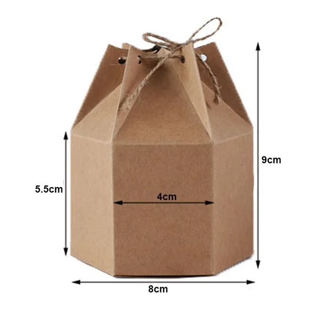 50Db/Tétel Esküvői Ajándéktáska Csomagoló Doboz Kraft Papír Hatszögletű Cukorka Karácsonyi Baba Zuhany Születésnapi Buliak Készletei - Image 2