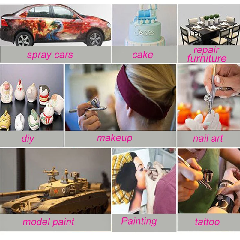 Mini Air Compressor Kit 0.3mm Air-Brush Paint Spray Gun Airbrush For Nail Art Tattoo Craft Cake Nano Fog Mist Sprayer