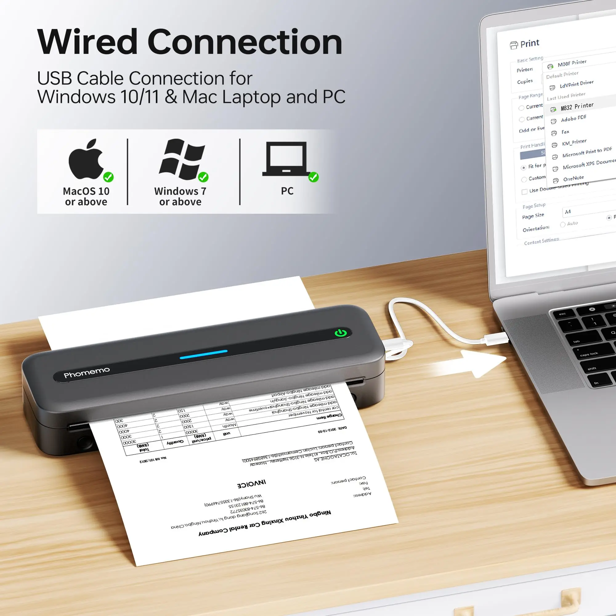 Portable A4 Wireless Inkless Printer 4