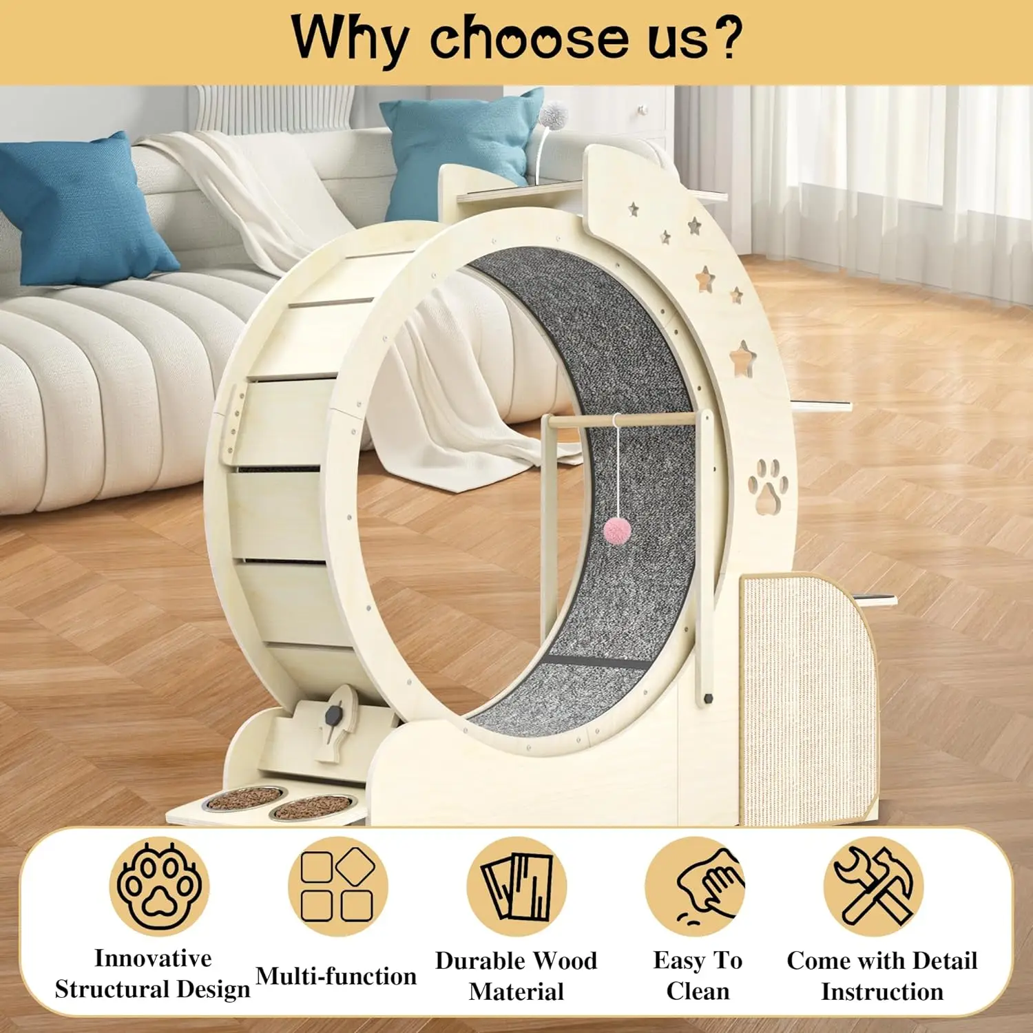 Interactive Anti-depression Fiber Board Mascotas Wooden Pet Tread Exercise Running Wheel Cat Pet Dog Fun Treadmill