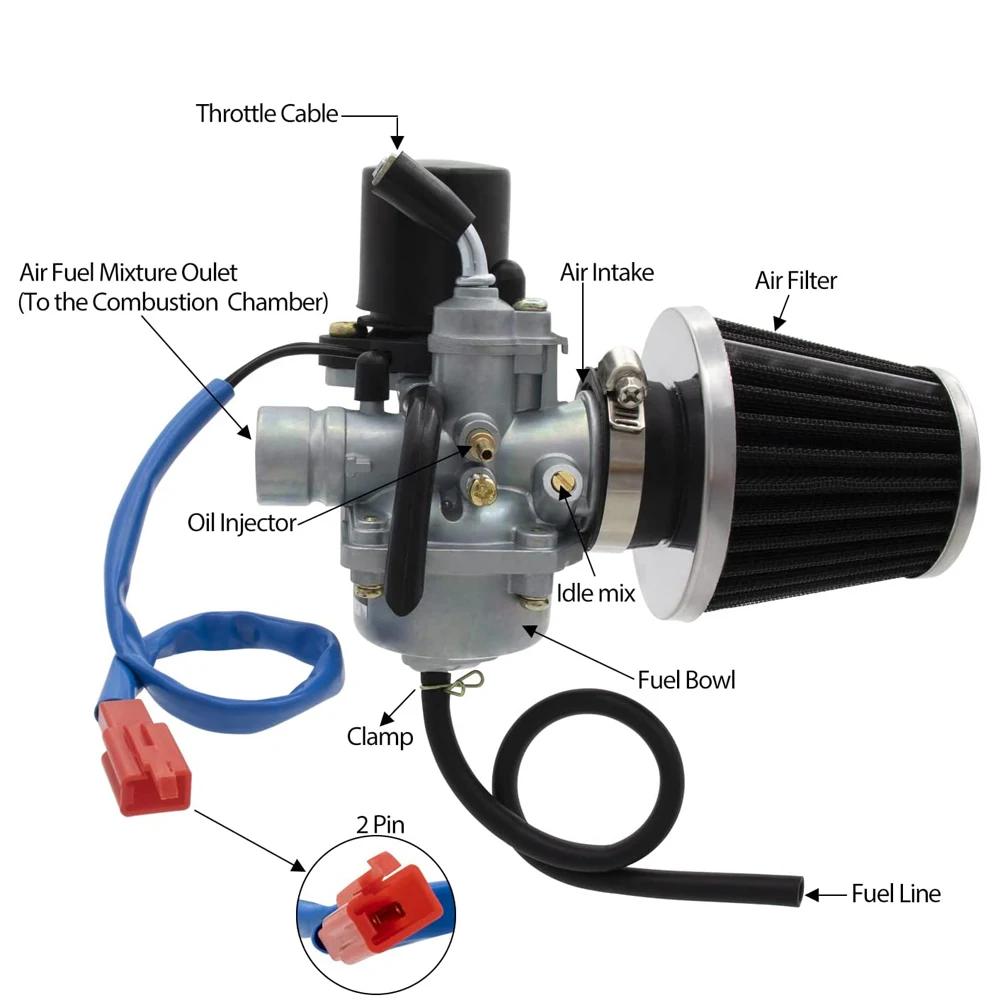 thumbnail image 2 of Carburetor Carb For 2-Stroke Yamaha Jog 50 90 100 Minarelli Engine 2 of 13