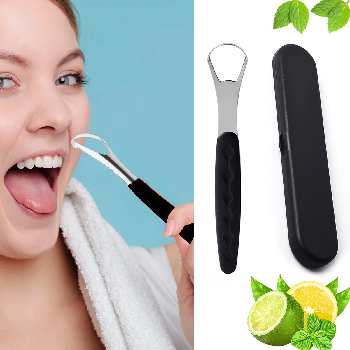 

4 Colors Stainless Steel Tongue Scraper Metal Tongue Fresh Breath Cleaning Coated Toothbrush Oral Hygiene Tongue Cleaners Tools