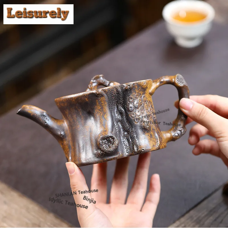 350ml Yixing Purple Clay Teapot Handmade Tree Stumps Pot Raw Ore Wood-fired Porcelain Mud Tea Maker Kettle With Filter Zisha Tea