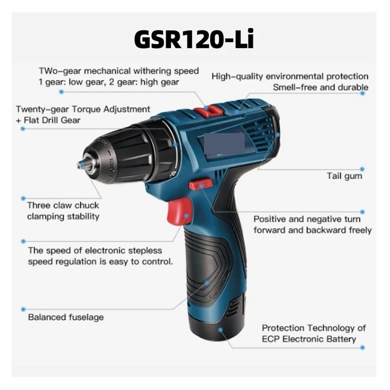 BOSCH  GSR 120-LI 12V  ޴ 帱 ̹, 1500RPM 30NM  ũ ̹, Ƭ ͸  