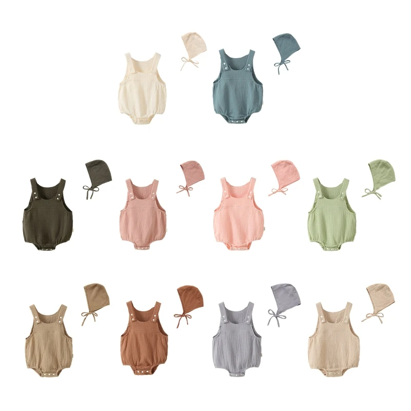 

Muslin Bodysuit + Hat Infant Hip Wrap One-piece Cotton Clothes Babies Essential
