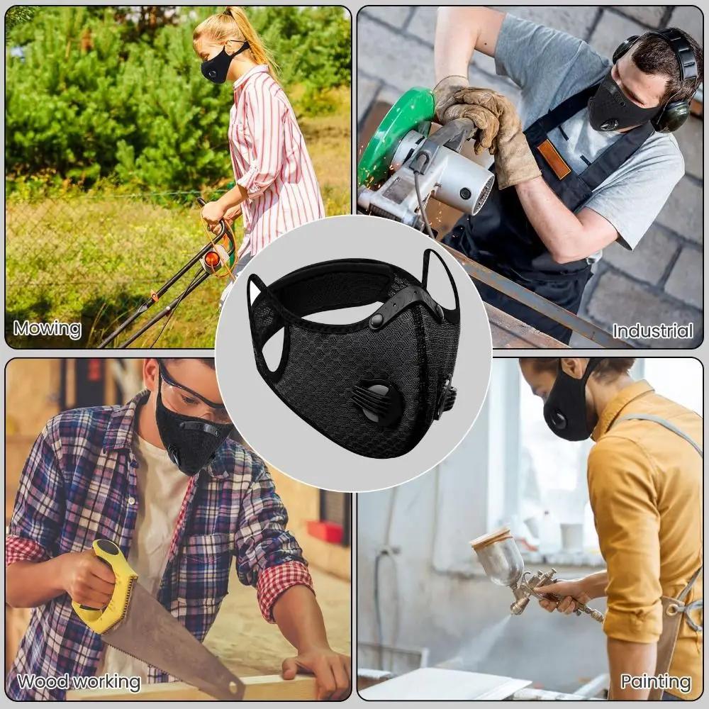 Breathable Ergonomic Adjustable Dust Mask with Washable Activated Carbon Filters