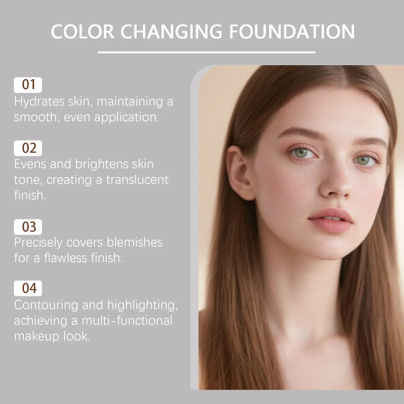 Zephoco Liquid Foundation Flawless Finish High Coverage Base Makeup_voghion.com