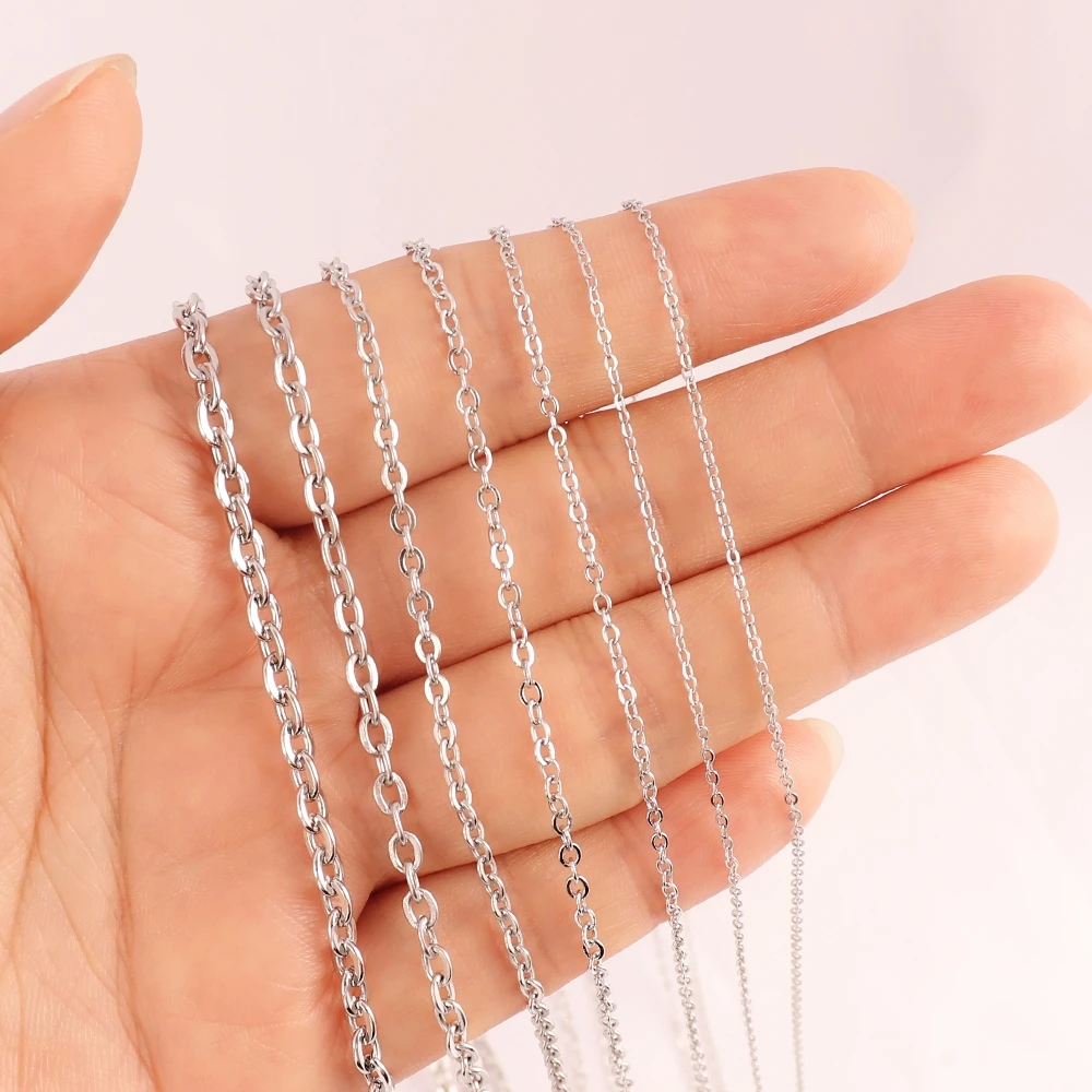 1Meters 1/1.5/2mm Gold Stainless Steel Chain Necklace DIY O Shape Cross Chains for Bracelets Jewelry Making Components stainless steel beads,stainless steel clasps,metal beads,jewelry making tools