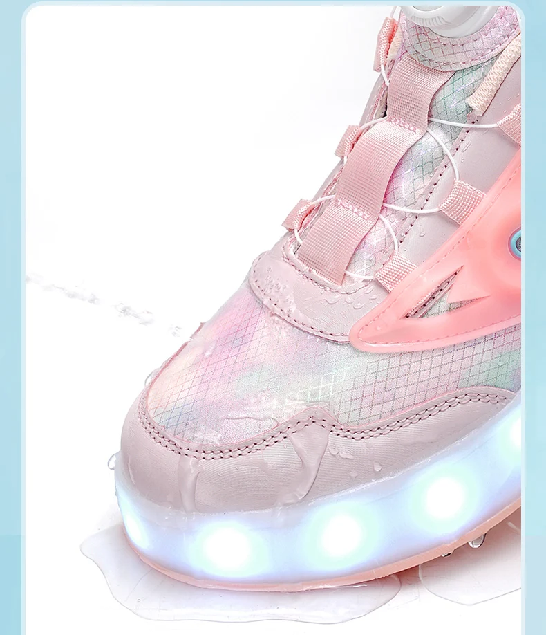 Description Picture 6 of itemChildrens Skate Shoes USB Light Comfortable Roller-skating Sneakers Outdoor Sports Walking Girls Pink Roller Skate Shoes for Kid