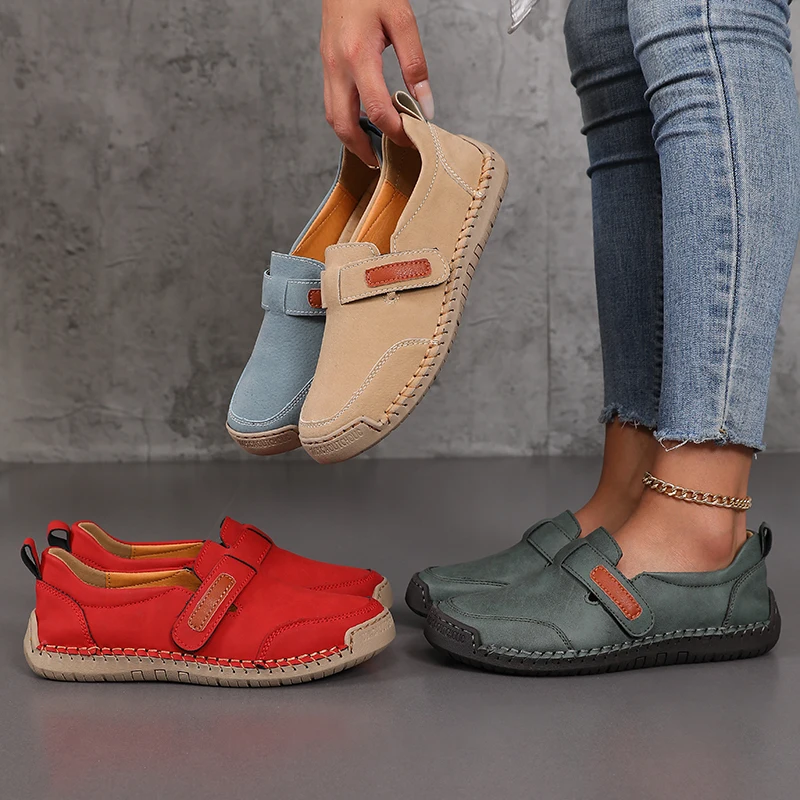 Women's Casual Slip on Moccasins Comfortable Flat Boots New Luxury Design Women's Leather Shoes 2025 Trendy Handicrafts Loafers