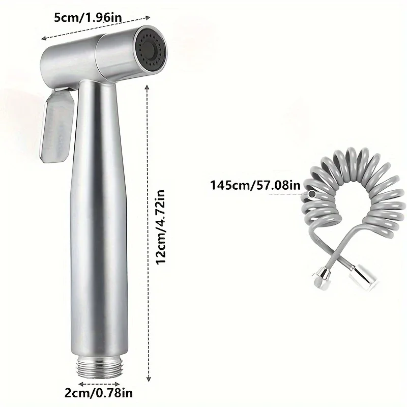 Stainless steel high-pressure handheld shower kit self-cleaning toilet/shower/pet heavy-duty leak proof nozzle