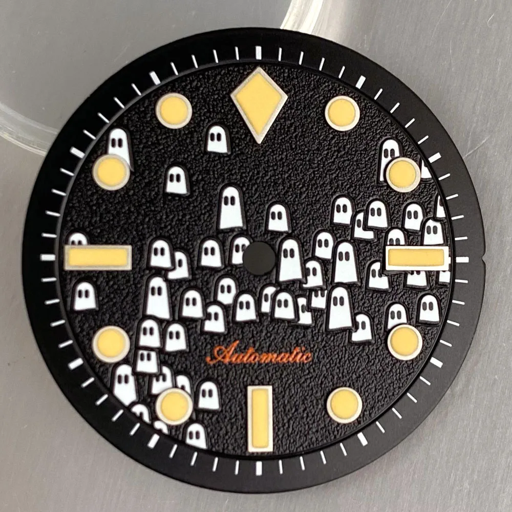 Sandblasted 40mm Watch Case with Double Dome Sapphire Crystal and Luminous Ghost Dial