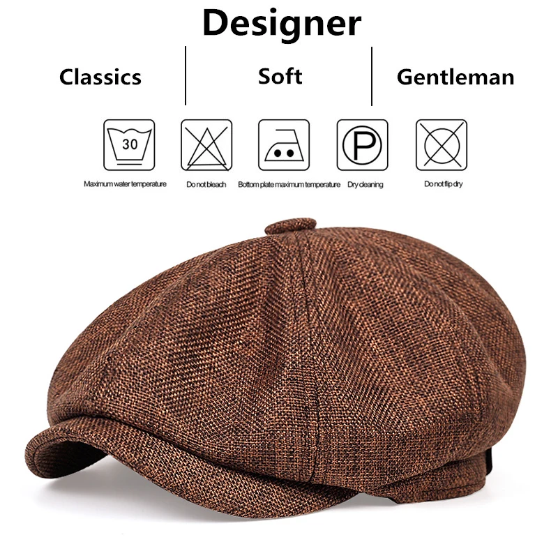 Men Casual Newsboy Hat Spring Autumn Retro Beret Hats Wild Casual Hats Unisex Wild Octagonal Cap for Men Street Caps Gorras Sports & Entertainment