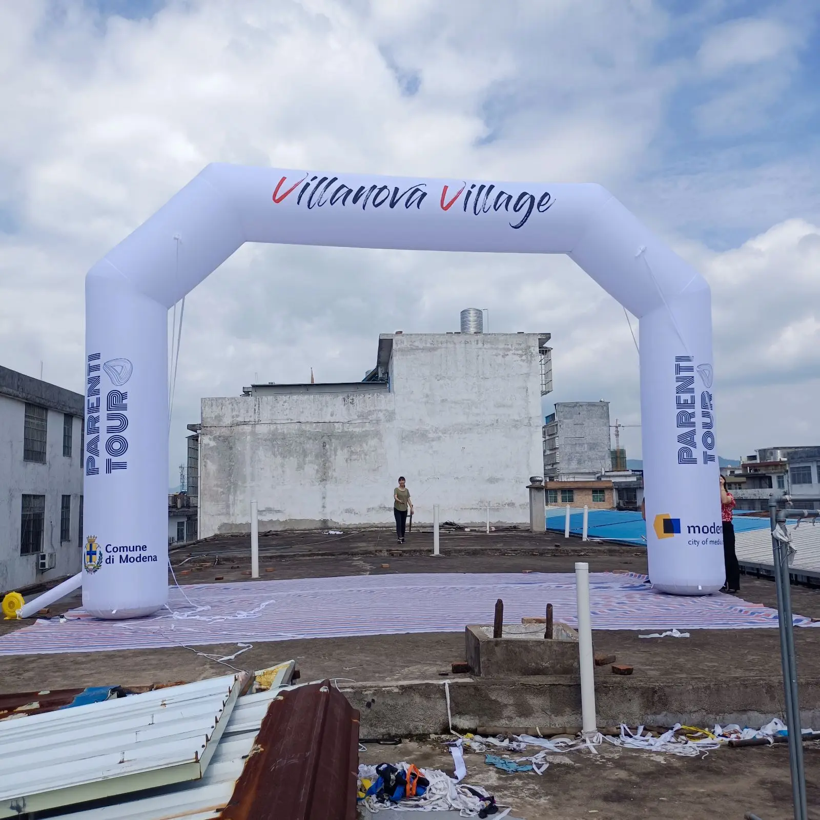 8m wide inflatable start arch with led for sporting event in night