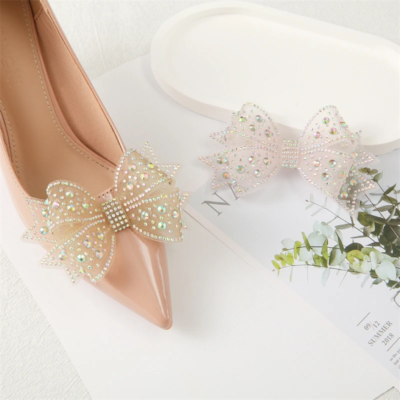 Elegant Rhinestone Bow Shoe Charms and Accessories