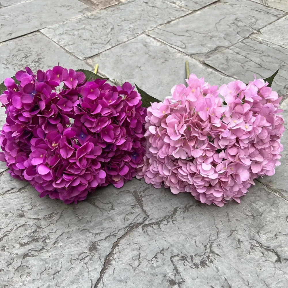 5 Heads Artificial Hydrangea Flower Large Size Silk Fake Hydrangea Flowers DIY Bridal Hydrangea Bouquet for Home Party Wedding