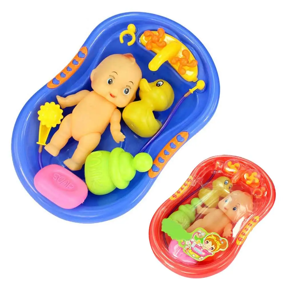 Baby Doll In Bath Tub With Shower Accessories Set Kids Pretend Role Play Toy 5 pieces police role play set kid s officer motorcycles cop helmet badge cuffs pretend play boys fancy dress costume toy