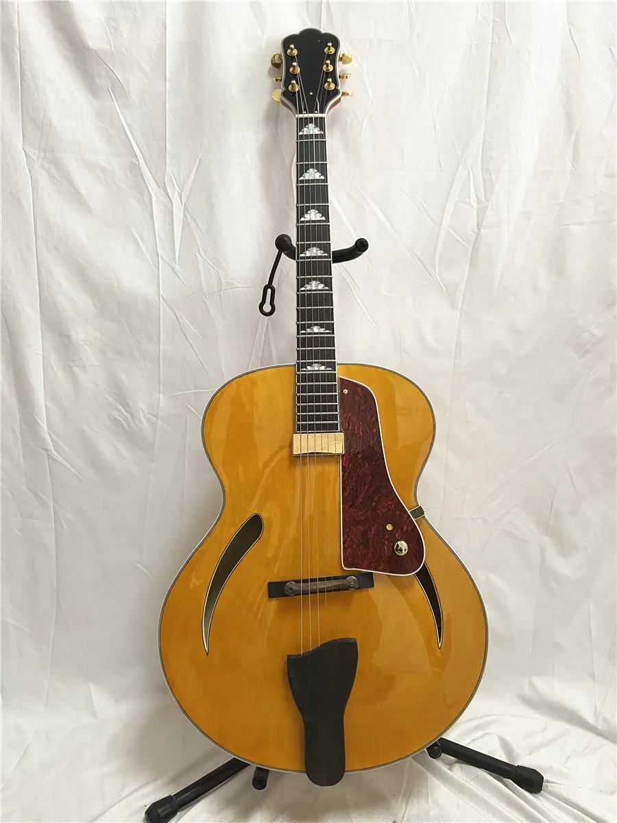 

High quality custom version double drum electric box hollow electric guitar mahogany red guard board