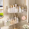 Bathroom Shelf Wall Mounted Cosmetics Storage Rack No Hole Required Plastic Corner Wall Shelf Organizer Bathroom Accessories 5