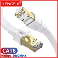 HENGSUR CAT8 Ethernet Cable 40Gbps 2000MHz RJ45 10M 20M 30M Network Internet Patch Cord for Modem Router Cable Ethernet CAT 8