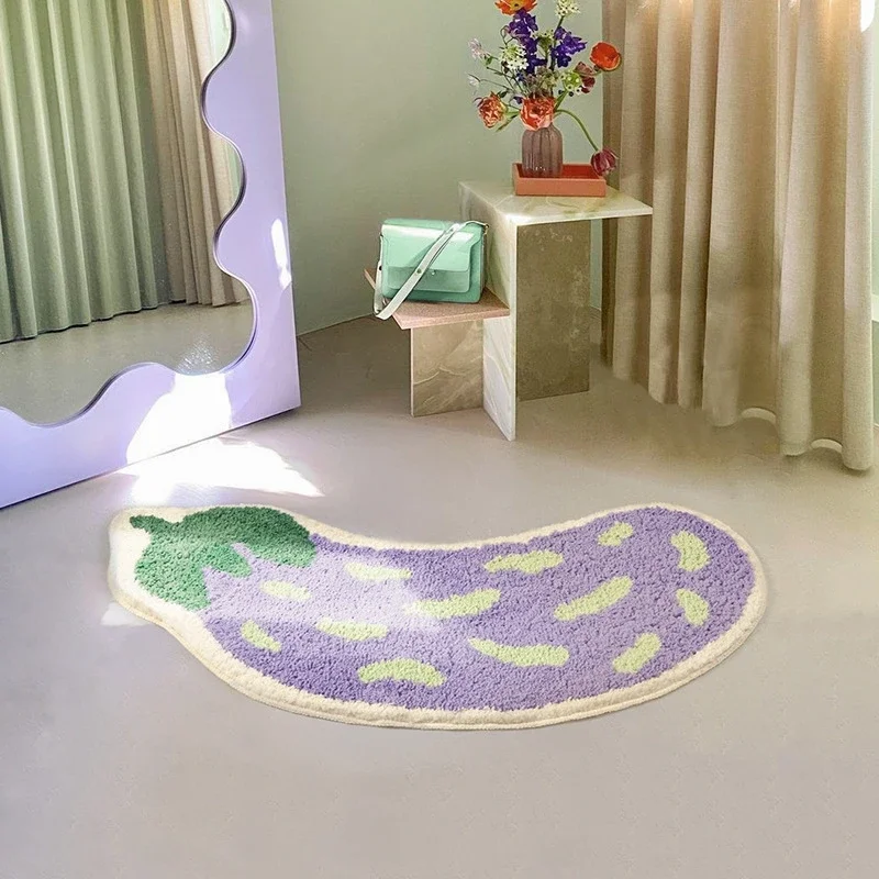 Fruit Floor Mat Flocking Non-slip Bath Mat Cartoon Creativity Cute Rugs Kids  Bath Rug Decor Bedroom Toilet Doorway Floor Mat