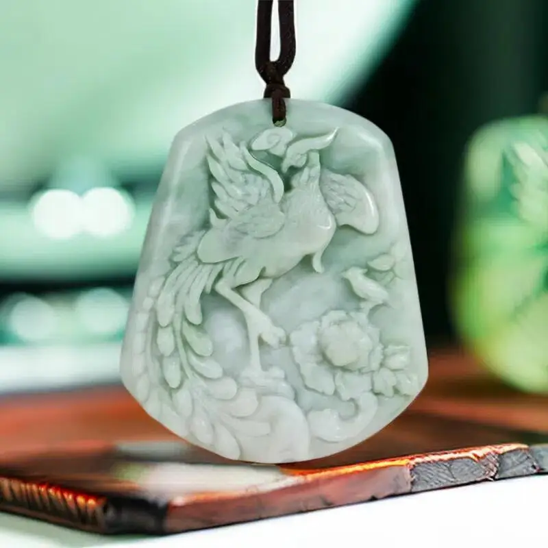 

Natural Real Jade Phoenix Pendant Necklace Carved Jewelry Gifts for Women Men Charm Gemstones Designer Vintage Amulet Talismans