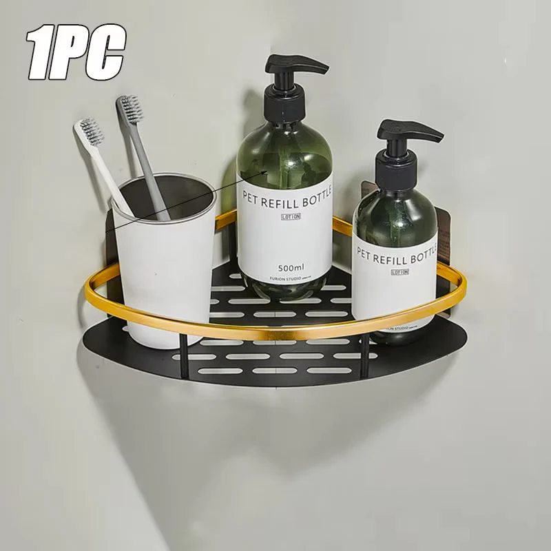 Delikli olmayan banyo rafı sabit raf duvar rafları duş donanımı banyo köşe rafı duvar depolama rafı