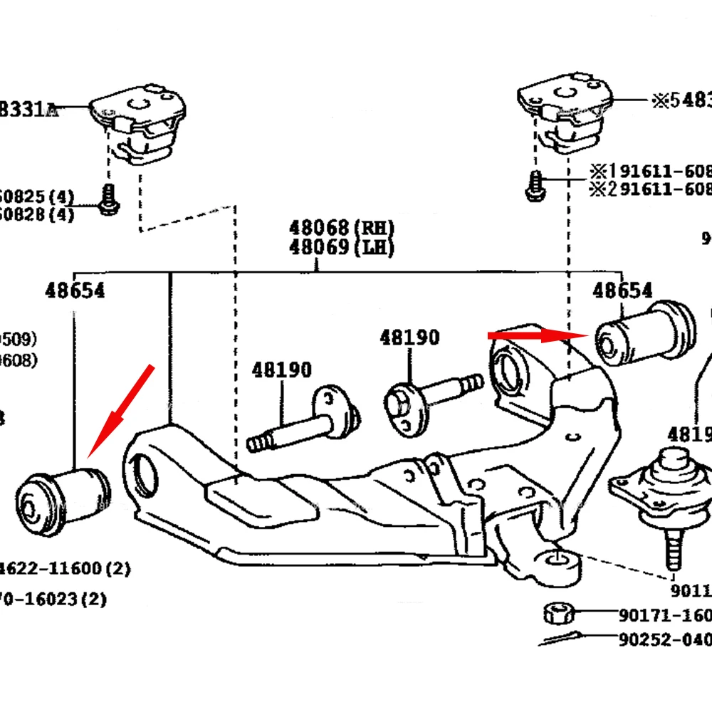 하이 퀄리티 컨트롤 암 부싱 48061-26031, Toyota Hiace Regius Ace LH100 KZH106 RCH47, 1PC