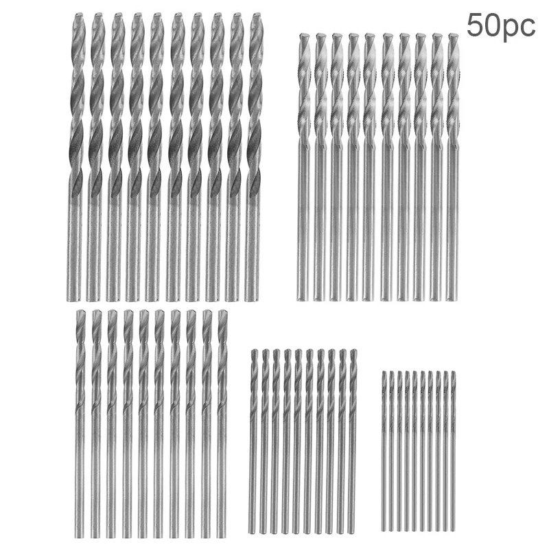 50pcs/set High Speed Metric HSS Twist Drill Bit Coated Set 1.0MM - 3.0MM Stainless Steel Small Cutting Resistance for Hole Punch 13pcs metric 1 5 6 5mm round handle fried dough twists drill set titanium coated high speed steel woodworking metal drill bit