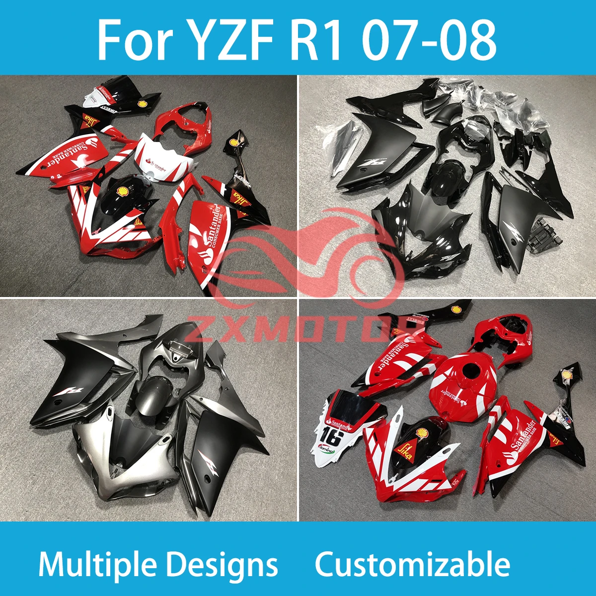 Carene Zxmt Per Yamaha Yzf R1 07 08 Refitting Moto Custom Shell Body Parts Kit Carenatura R 1 2007 2008