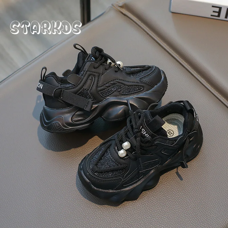 Bling Glitter Sneakers For Kid Girls 2024 Spring New Light Weight Chunky Travel Shoes Child Brand Design Soft  City Walk Zapatos 6