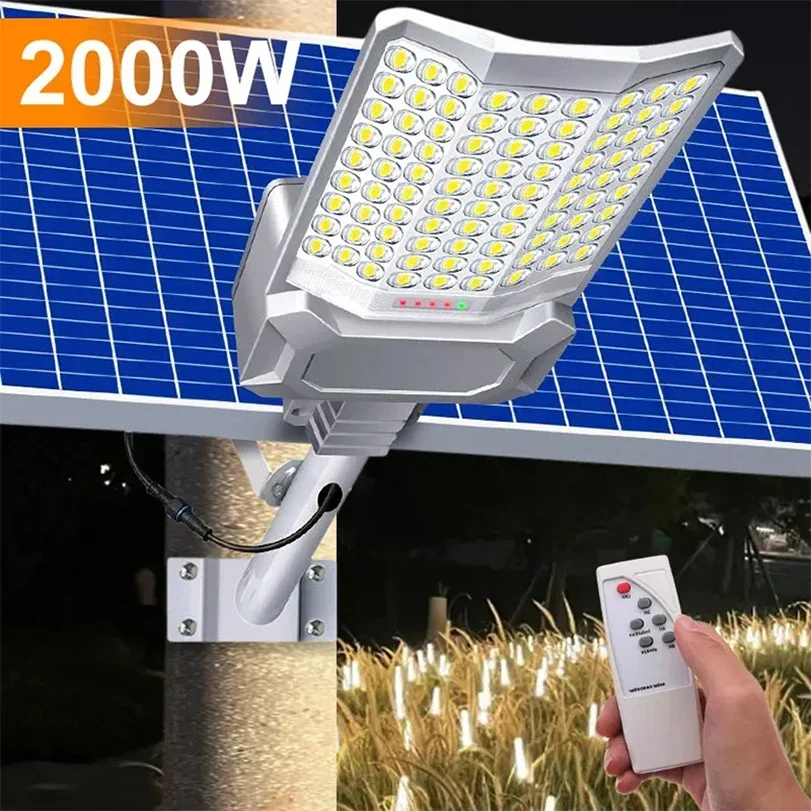 2000W Outdoor Solar Street Lamp Solar Light Waterproof Sports Remote Control Safety Lighting Garden Decoration Gardening Lights 1pcs oem front fog light lamp for ssangyong actyon sports2 korando sports 8320131600 8320231600